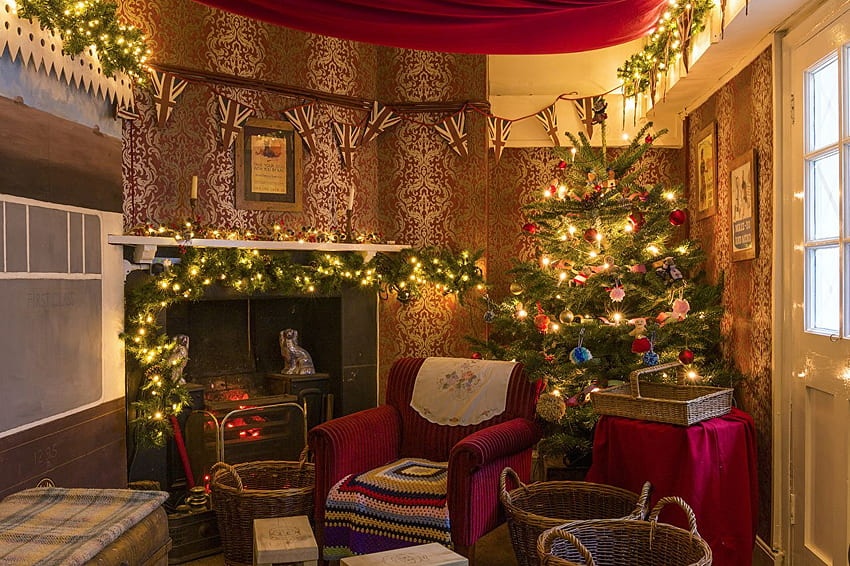 Christmas New Year tree Interior Fireplace Armchair Fairy HD wallpaper