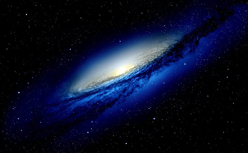 Podgląd niebieskiej galaktyki w przestrzeni kosmicznej Tapeta HD