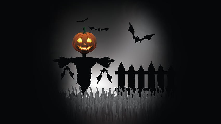 halloween digital art pumpkins bats black background vector art High Quality , High Definition HD wallpaper