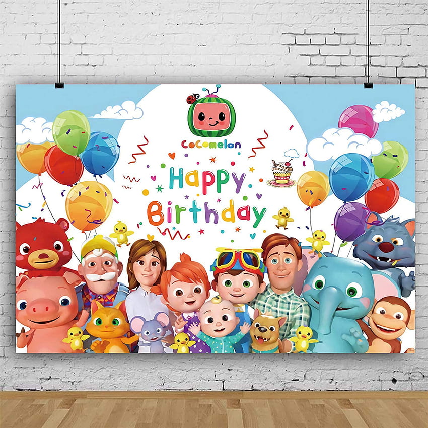 그래픽 배너 또는 어린이 파티 장식 용품을 위한 Cocomelon 테마 배경 파티, Cocomelon 로고 HD 전화 배경 화면