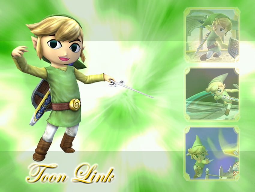 Toon link, shield, sword, boomerang, green HD wallpaper