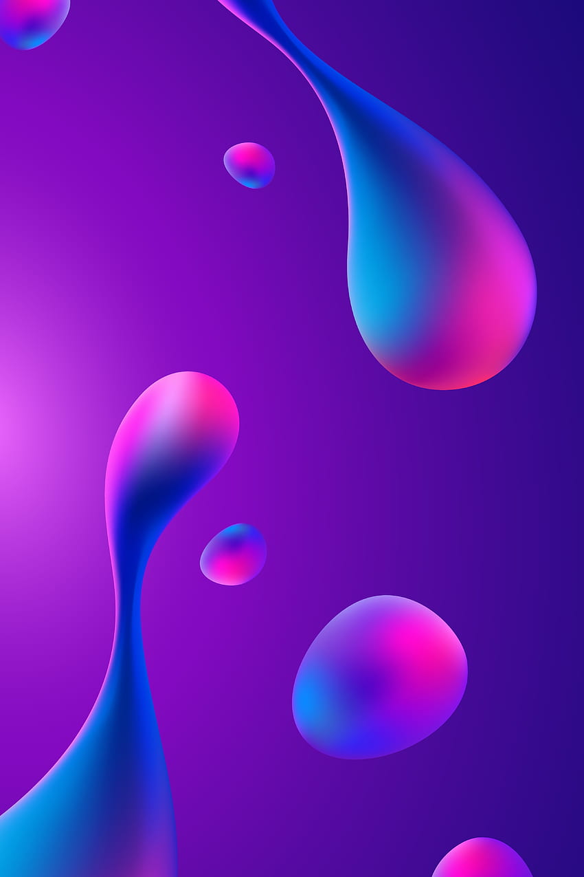 Líquido, gotas de color rosa-azul, abstracto fondo de pantalla del teléfono