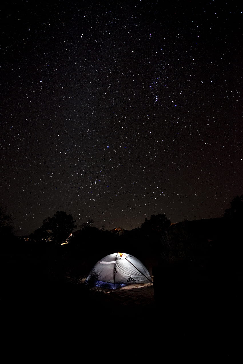 Natura, noc, gwiaździste niebo, namiot, kemping, kemping Tapeta na telefon HD