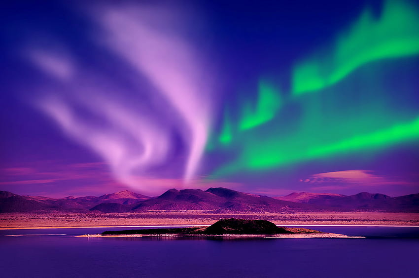 แสงเหนือ Aurora Borealis กลางคืน แคนาดา วอลล์เปเปอร์ HD