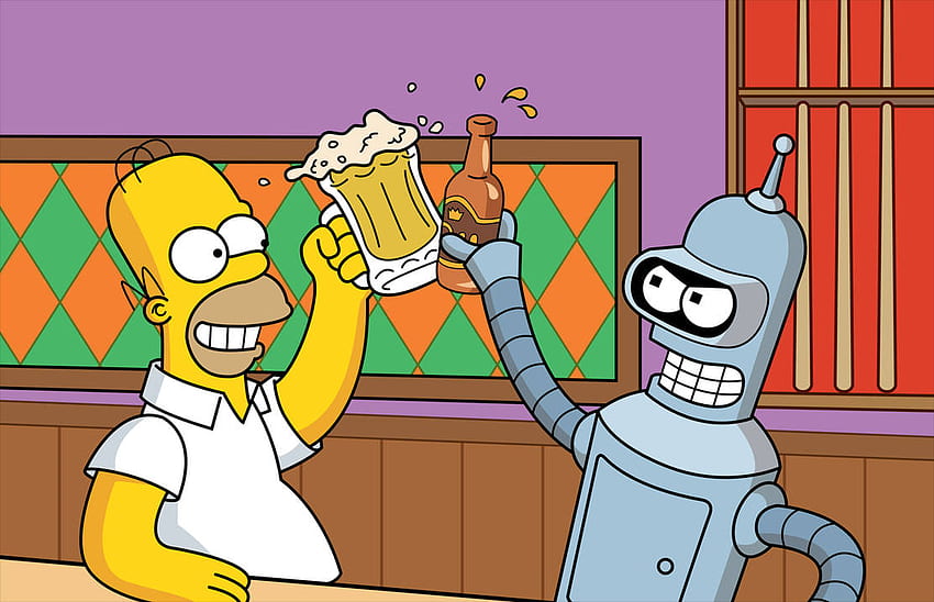 Homer and Bender - Drinking. Homer, Homer simpson, The simpsons HD wallpaper