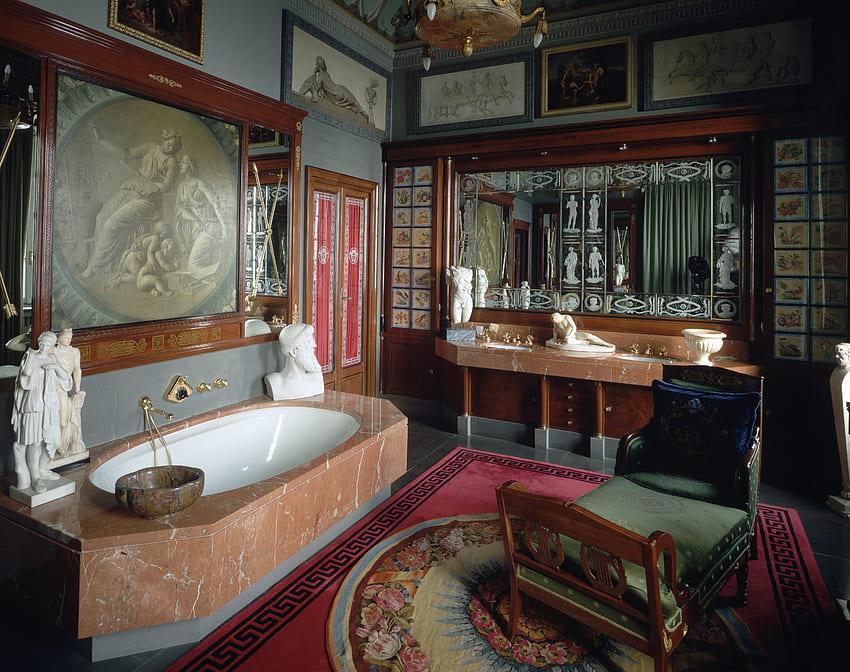 Architecture, Interior, Paintings, , , Vintage, Antique, Bath HD wallpaper