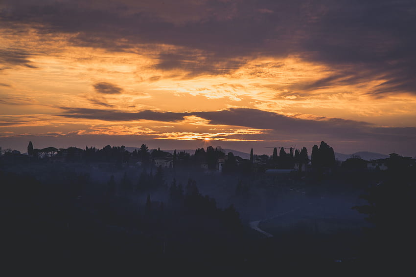 Nature, Sky, Dawn, Italy, Fog, Florence HD wallpaper