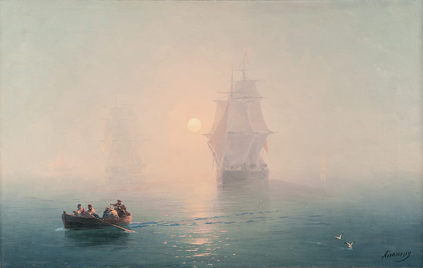 Ivan Aivazovsky, A Batalha de Bomarsund, Arte pictórica, Guerra. Mocah papel de parede HD