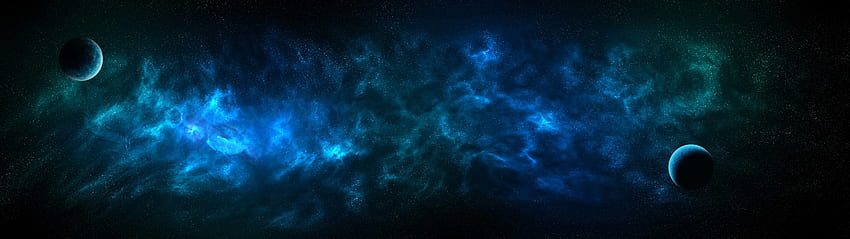 Space Blue Planet Dual Display Nebula Stars - Resolution:, 5120X1440 Dual Screen HD wallpaper