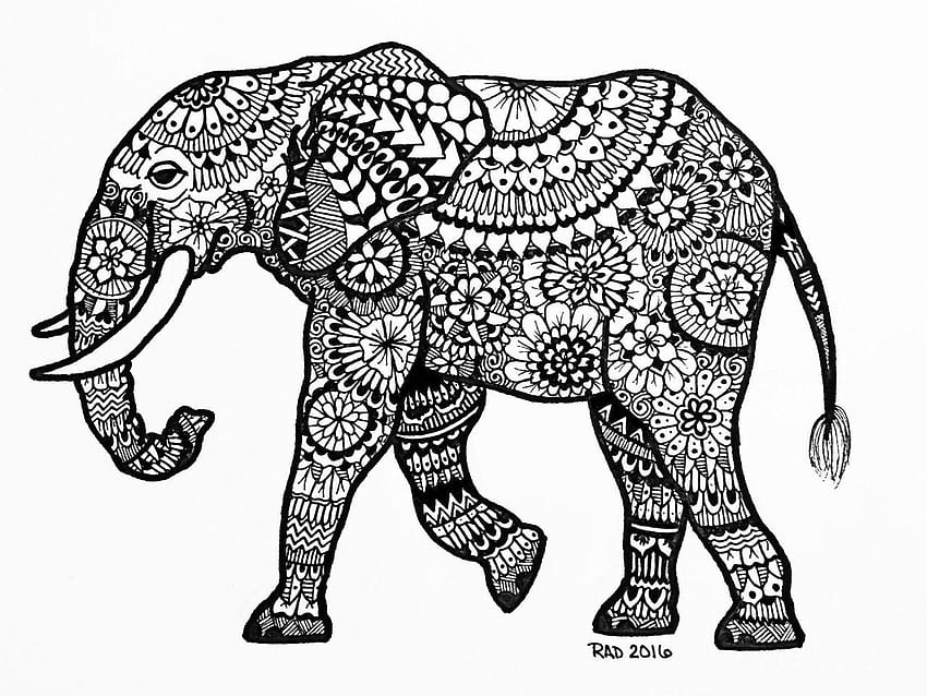 Gajah Zentangle, Hewan Zentangle Wallpaper HD