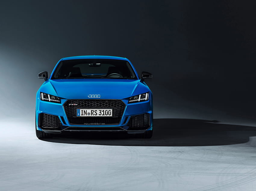 Audi TT-RS Coupe, 파란색, 앞, 2019 HD 월페이퍼