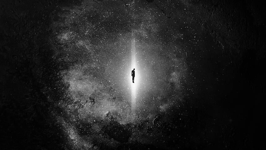 黒い空間に浮かぶ人、宇宙に浮かぶ宇宙飛行士 高画質の壁紙