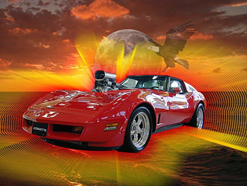 Chevy Corvette, chevy, corbeta, rojo fondo de pantalla