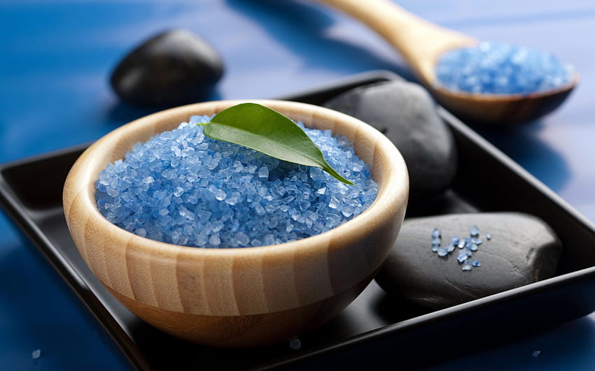 Garam dari mandi, biru, laut, garam, momen, mandi, bersantai, kecantikan, terapi, spa Wallpaper HD