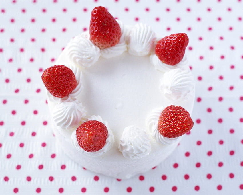 Cake, sweet, strawberry, tasty, food, cream HD wallpaper