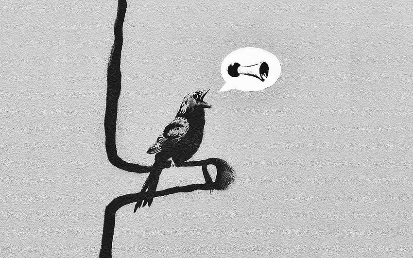 Banksy Woodpecker, キツツキ, 鳥, アート, 落書き, バンクシー, 木 高画質の壁紙