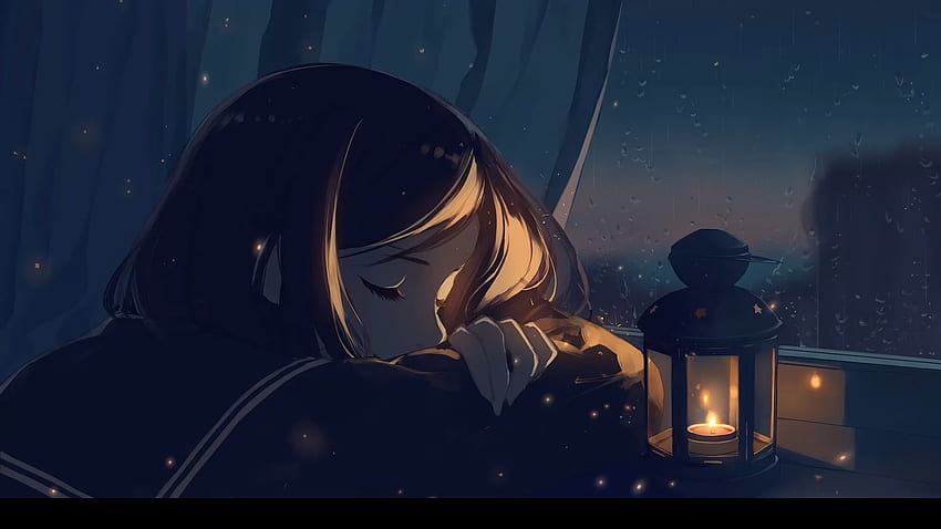 잠들기 애니메이션 . Lonely art, Anime Girl Sad Rain, 애니메이션 풍경 HD 월페이퍼