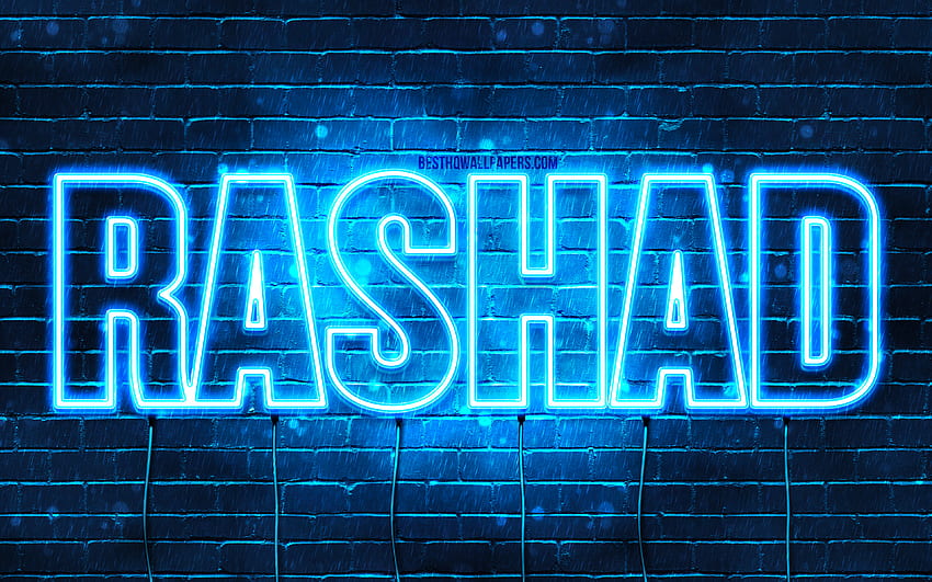 Rashad, , 名前付き, Rashad 名, 青いネオン, Happy Birtay Rashad, 人気のあるアラビア語の男性の名前, Rashad 名付き 高画質の壁紙