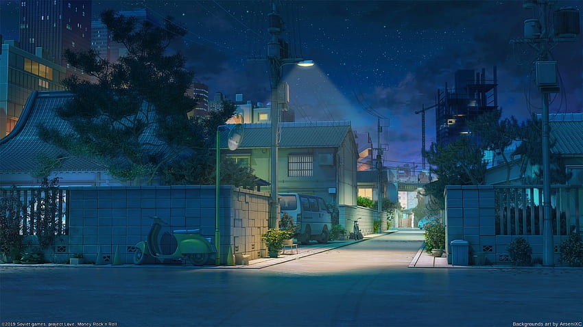 Anime Sokakları , Anime Sokak Gecesi HD duvar kağıdı