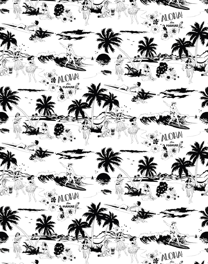 Aloha! Black & White – The Pattern Collective, Vintage Hawaiian HD phone wallpaper