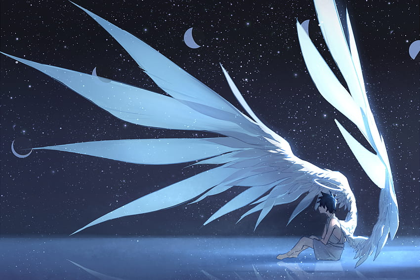 6 Anime Angels, anjos anime boy papel de parede HD