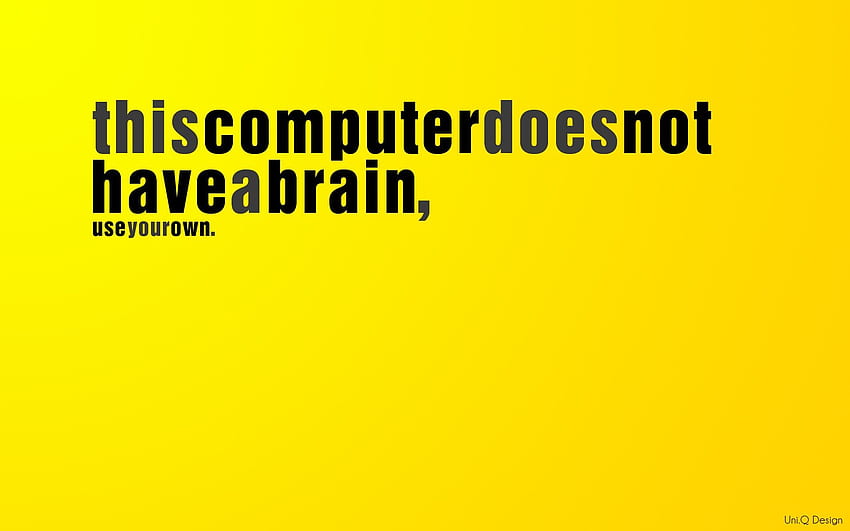 Computers yellow text funny brain think different uni, Cool Brain HD wallpaper