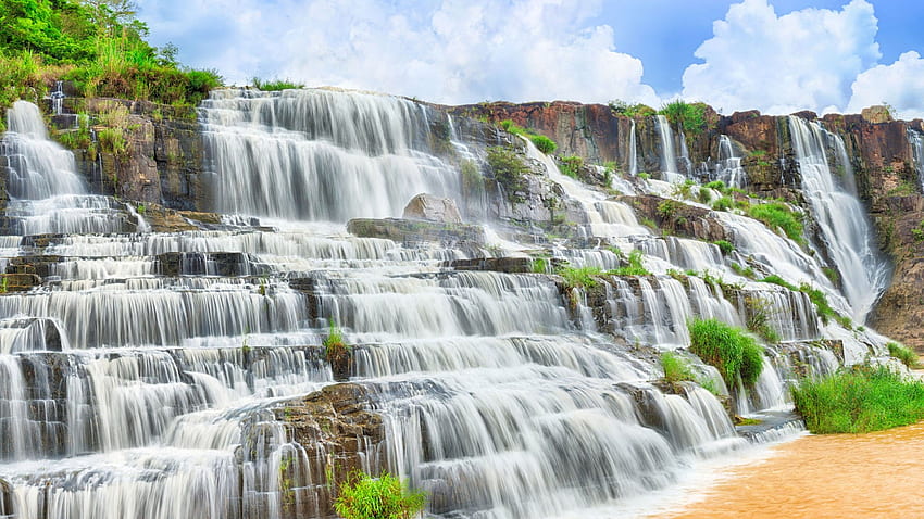 Pongour Waterfall, , , falls, travel, Pongour, waterfall, Dalat, Vietnam, mountain, river, Nature HD wallpaper