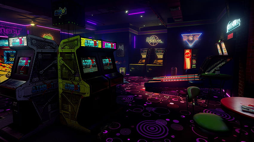 Arkade Retro Baru: Tinjauan Neon – Jalan menuju VR, Ruang Game Retro Wallpaper HD
