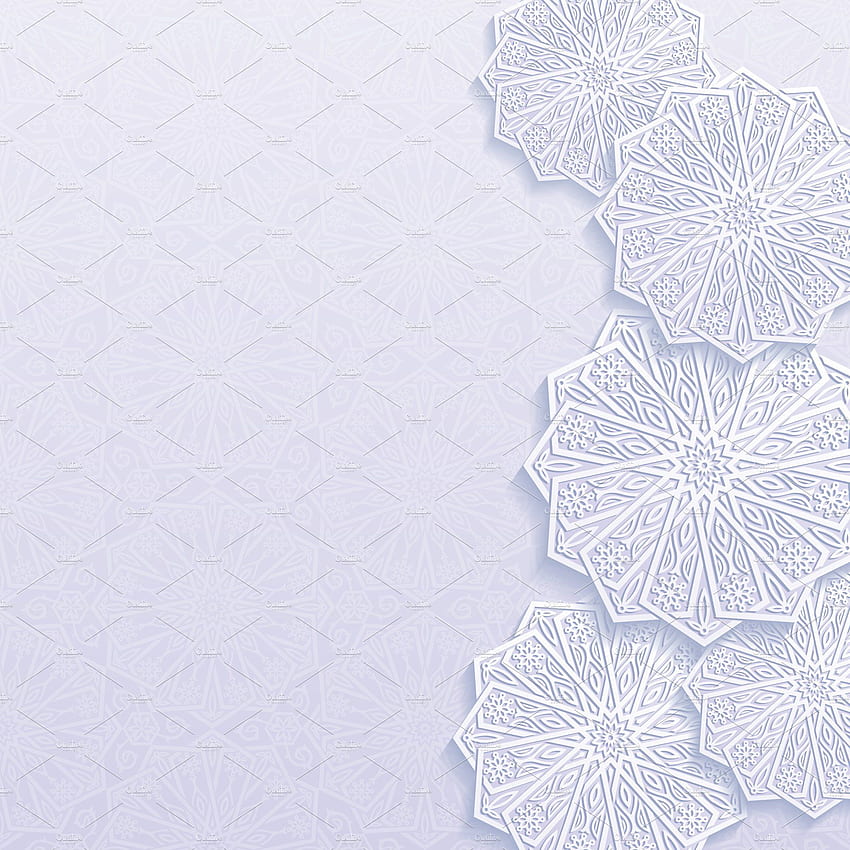 伝統的な花の背景セット。 イスラムアートパターン、パターンアート、ポスター背景デザイン、イスラムホワイト HD電話の壁紙