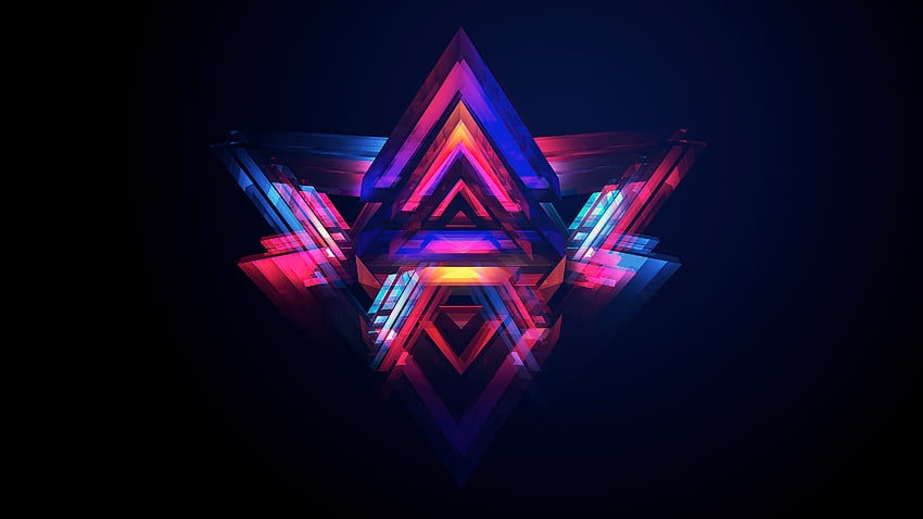 Фасети, многоцветни триъгълни форми, абстрактно HD тапет