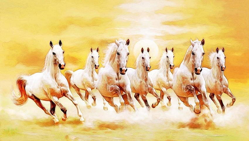 7 Horses Painting, running seven horses HD wallpaper | Pxfuel
