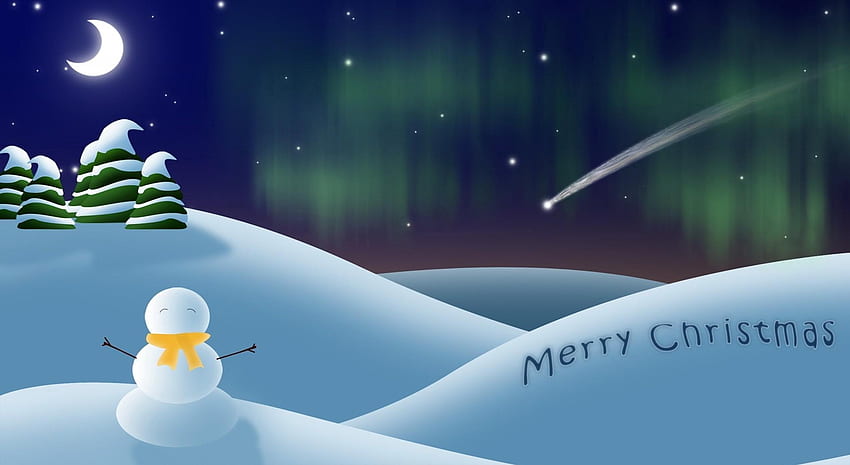 วันหยุด ท้องฟ้า ดวงดาว ดวงจันทร์ ต้นสน มนุษย์หิมะ คริสต์มาส ฤดูใบไม้ร่วง คำจารึก วอลล์เปเปอร์ HD