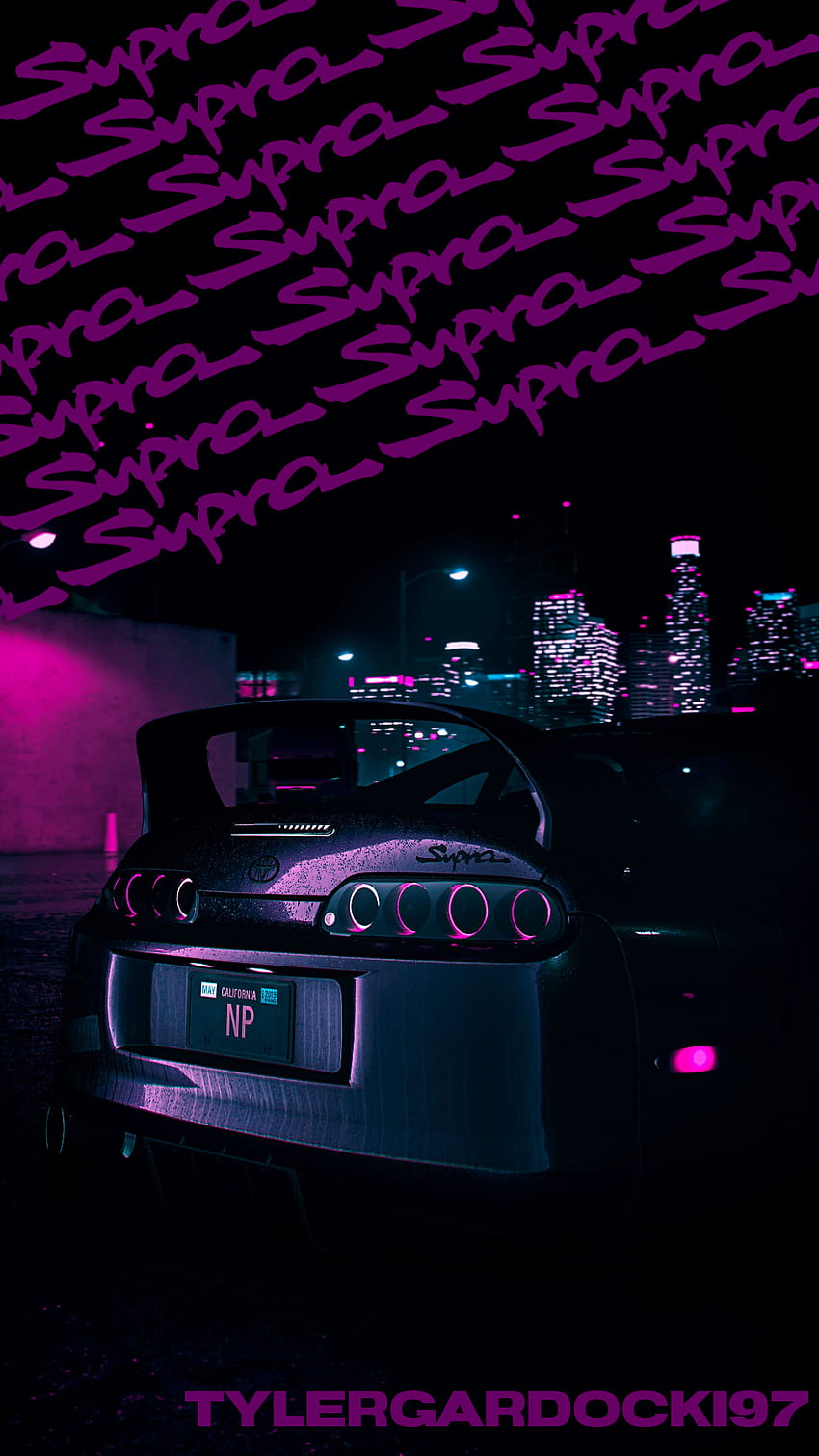 トヨタ スープラ ナイト、ネオン、紫、自動車 HD電話の壁紙