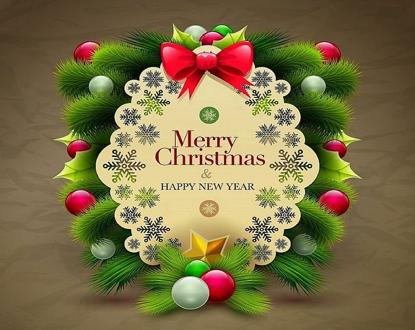 Feliz Natal!, inverno, feriados, luxo, Natal de luxo, bolas, arte digital, bonita, Arte 3D, saudações, cartões, Natal, natal e ano novo, adorável, arco papel de parede HD
