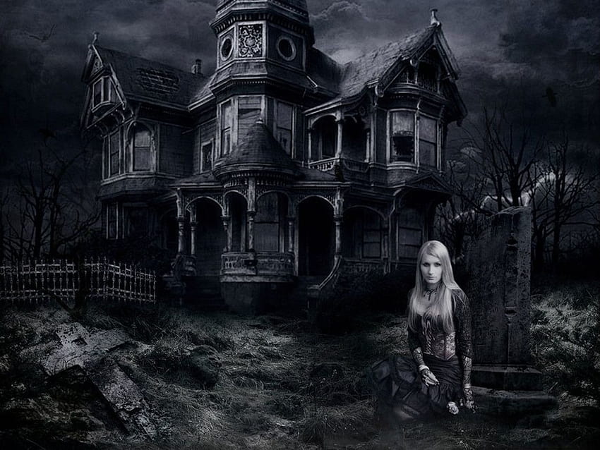 Casa infestata . Villa infestata, casa dell'orrore, di Halloween, casa stregata spaventosa Sfondo HD