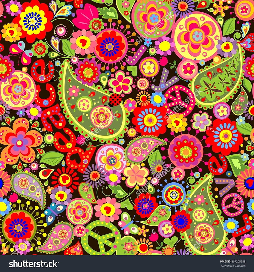 ??? Amerikanisches Hippie-böhmisches psychedelisches Kunst-Muster, böhmisches Blumen HD-Handy-Hintergrundbild