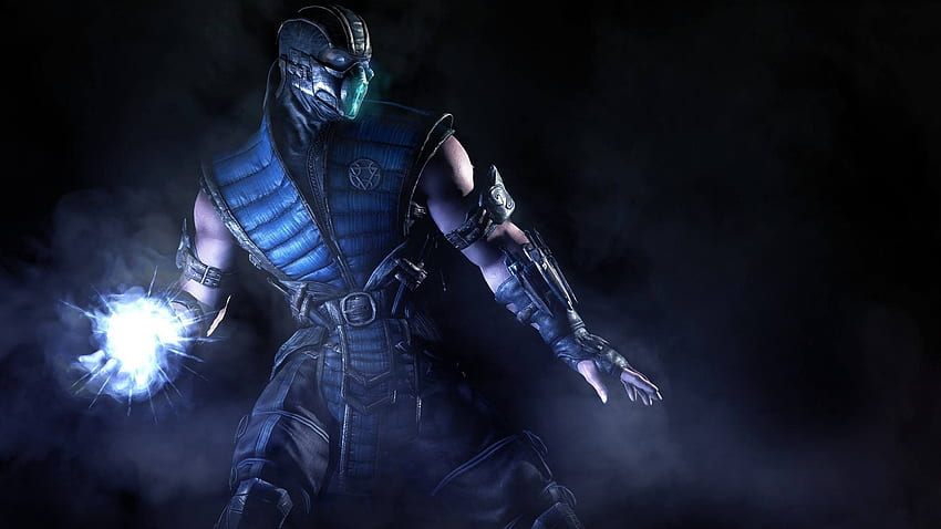 Mortal Kombat X Sub Zero Blue Steel Mask Art Character, Black and Blue Gaming fondo de pantalla