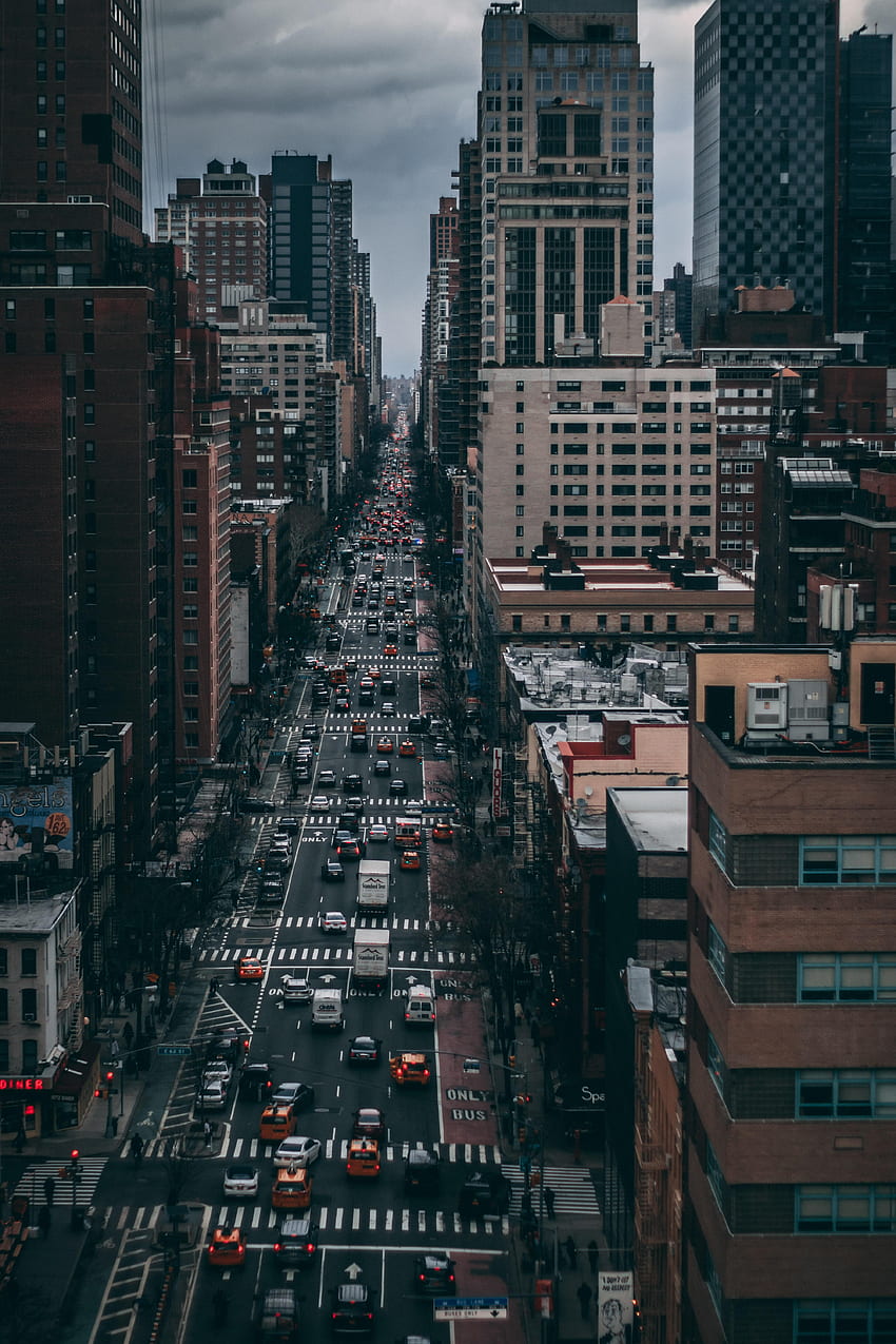 Cities, Road, Traffic, Movement, Skyscrapers, Urban Landscape, Cityscape HD phone wallpaper