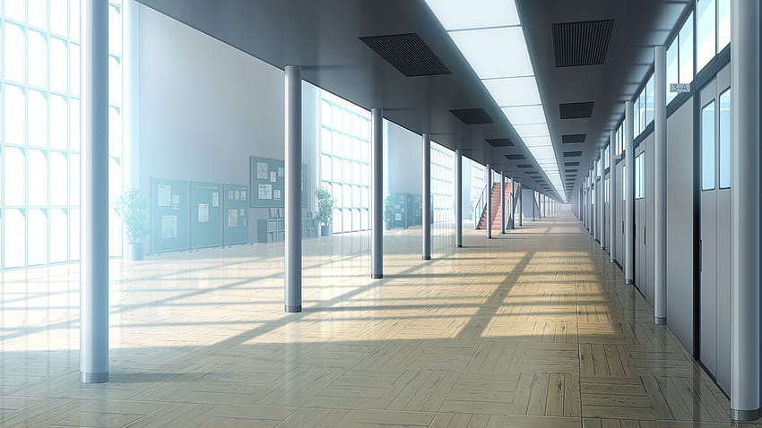School Hallway - . Anime background, Anime background , Anime places HD wallpaper