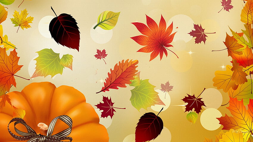 Fall Destiny, firefox persona, ribbon, fall, leaves, abstract, layers, pumpkin, autumn, nature HD wallpaper
