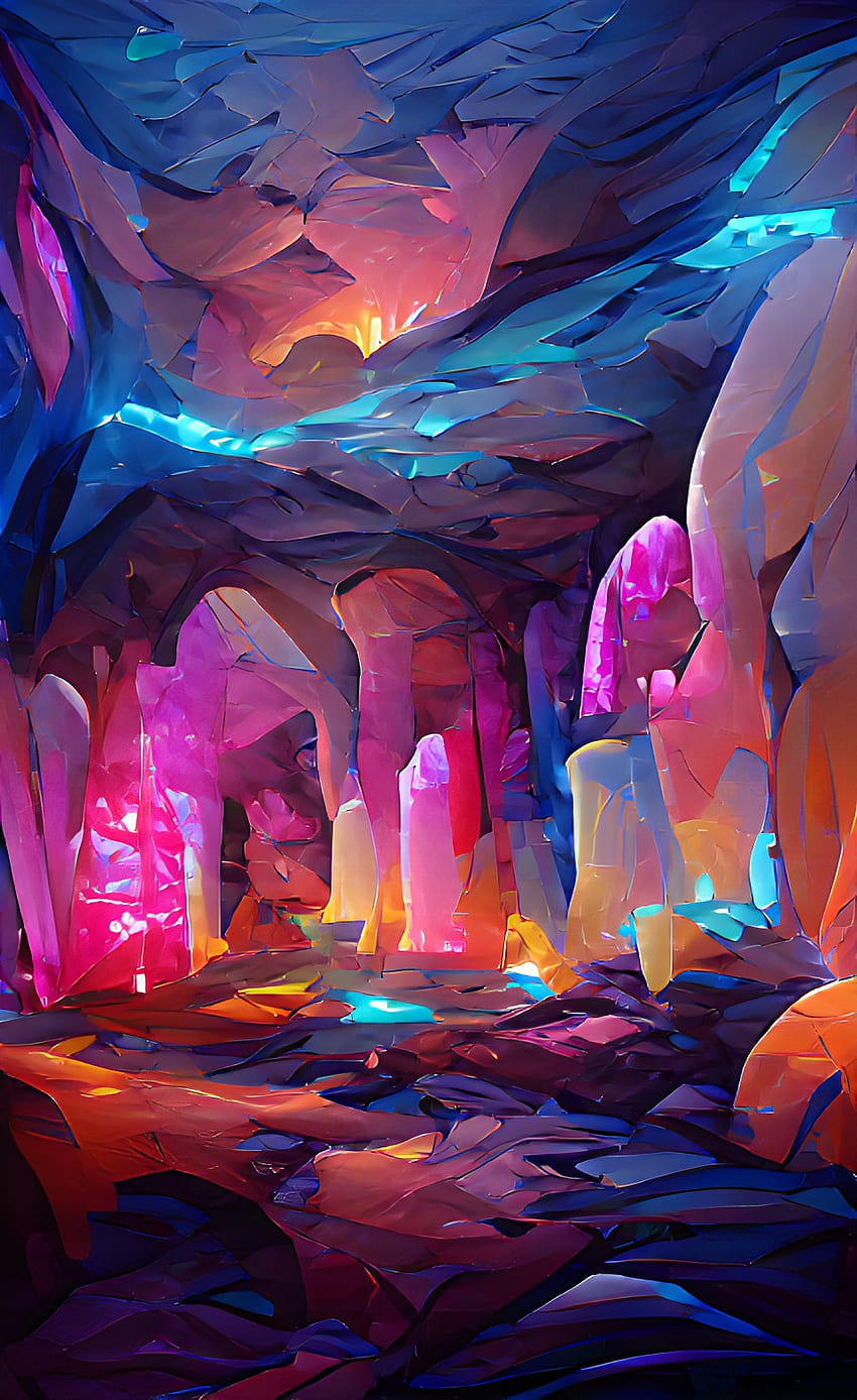 Crystal caves, vibrant, colourfull HD phone wallpaper