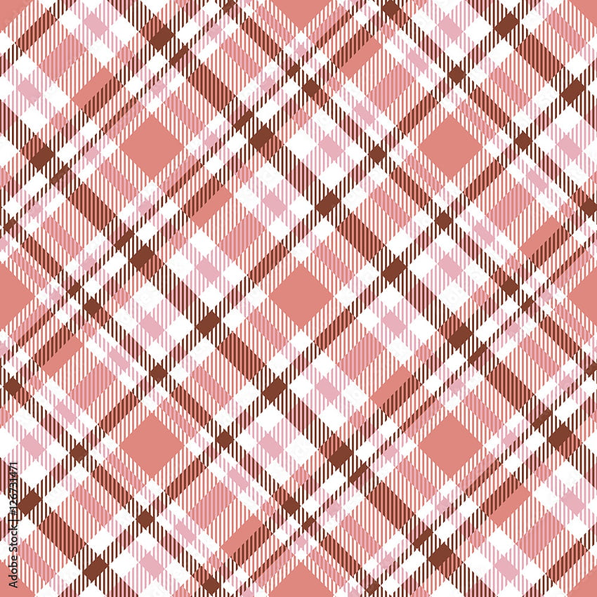 Seamless tartan plaid pattern. Vector checkered print. Tartan design in soft red, brown & pink stripes on white background. Stock Vector, Red and White Checkered HD phone wallpaper