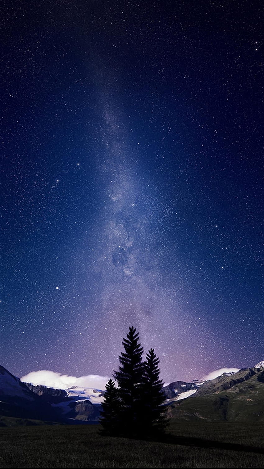 Beautiful Milky Way Lonely Tree Android HD phone wallpaper