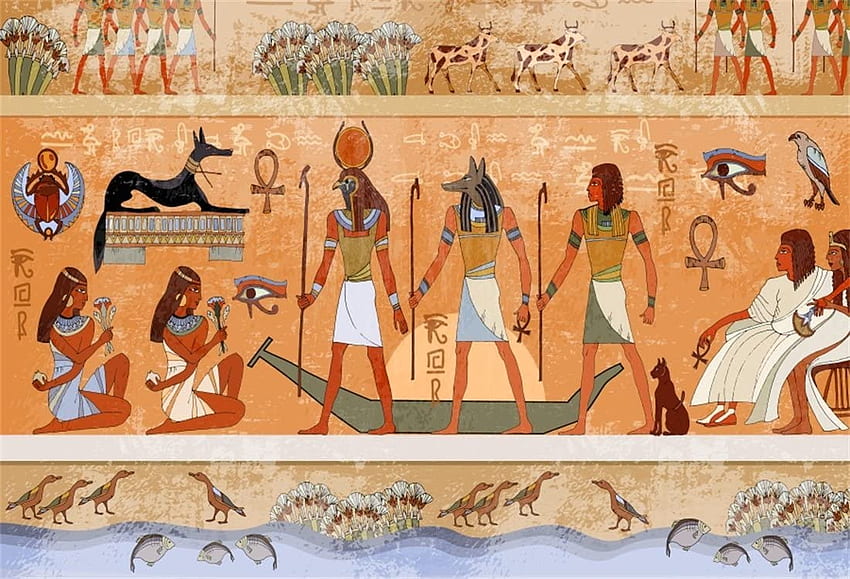 LFEEY ft Murales Antiguo Egipto Telón de Tallas jeroglíficas Mitología egipcia antigua Dioses Faraones del templo Accesorios de estudio de viaje: Camera & fondo de pantalla