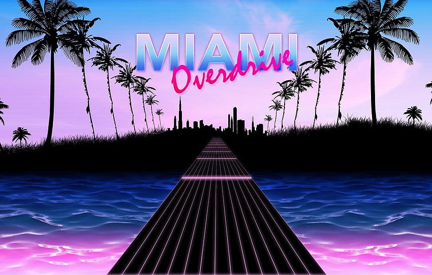 Road, Music, Guitar, Miami, 80s, Neon, Strings, 80's, Synth, Retrowave, Overdrive, Synthwave, New Retro Wave, Futuresynth, Sintav, Retrouve за , рендиране на секция HD тапет