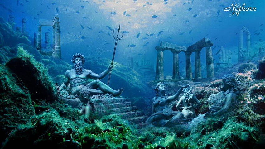 Atlantyda pod wodą -. Podwodne, podwodne miasto, podwodna grafika Tapeta HD