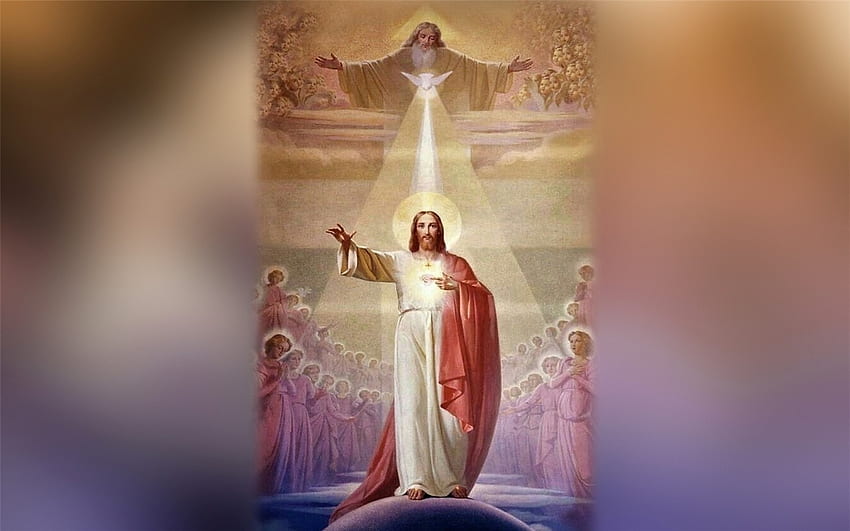 聖三位一体、神、イエス、霊、聖人、天使 高画質の壁紙