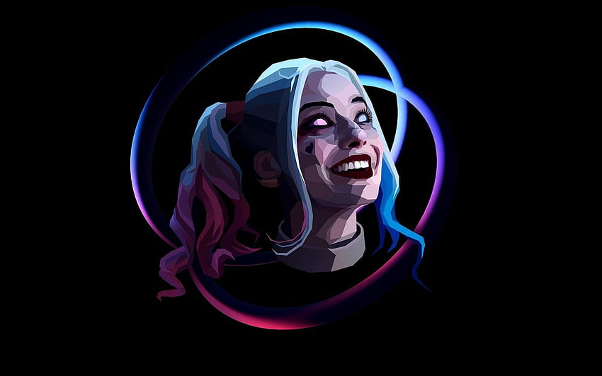 Harley Quinn, grafika, przerażający uśmiech Tapeta HD