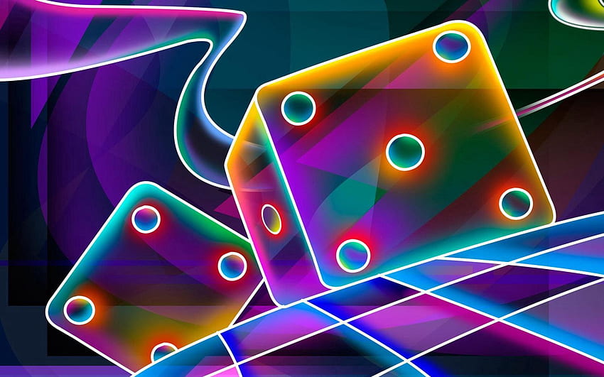 Abstract, 3D, Neon, Dice, Cube, Bones HD wallpaper
