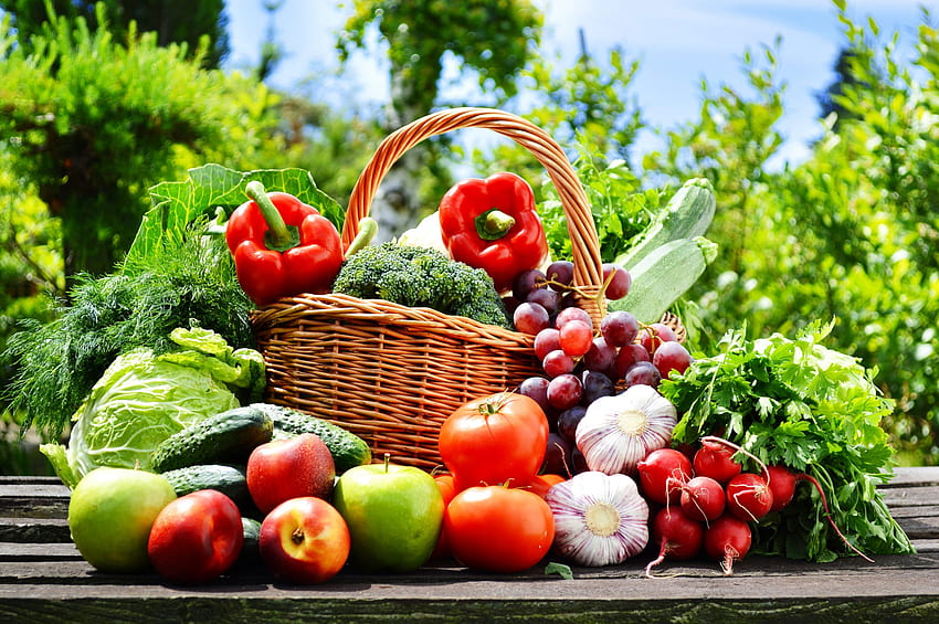Fruits et légumes , nature, panier, pommes, raisins • For You For & Mobile, Légumes Fond d'écran HD
